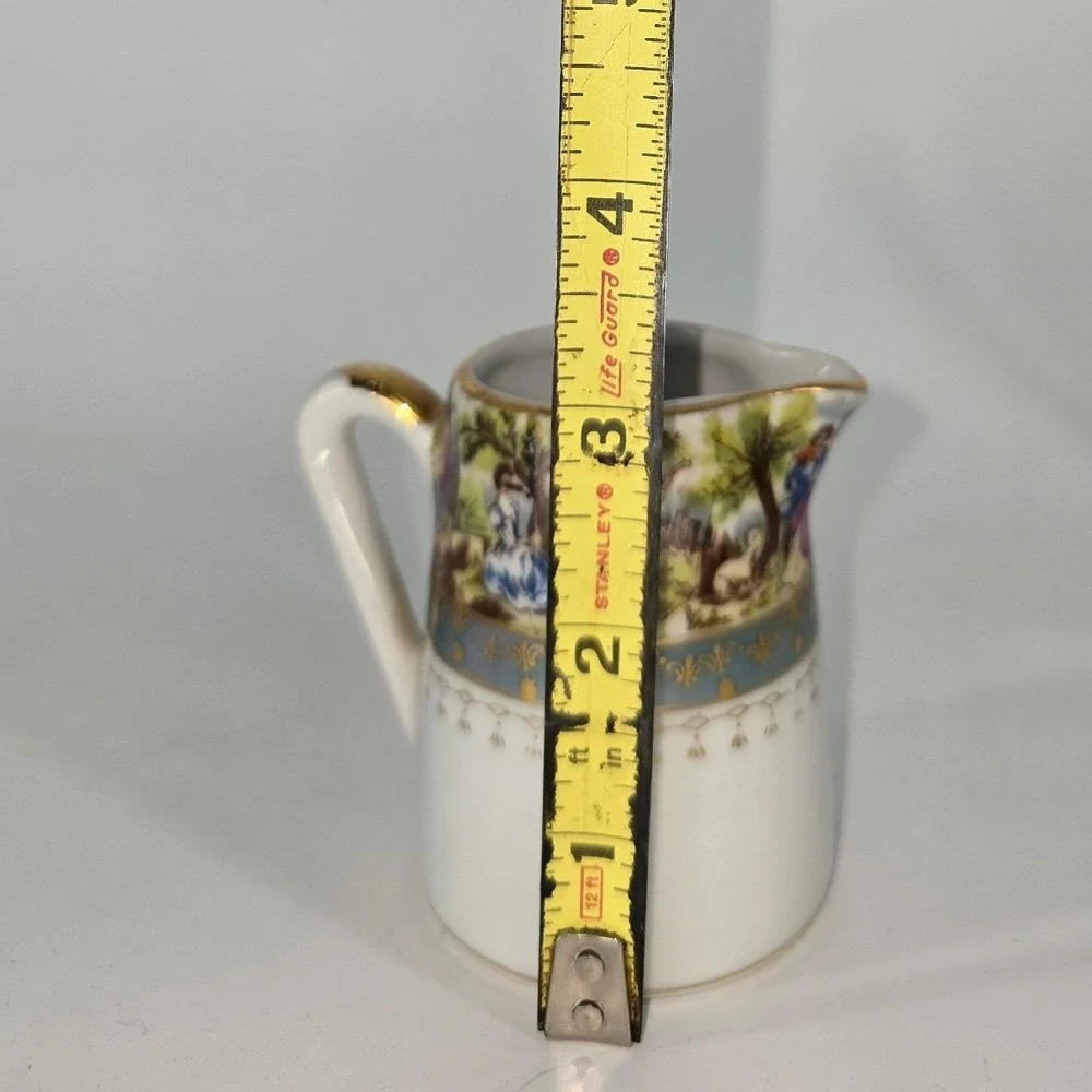 Vintage Fragonard Style Porcelain Tea Set‎ Teapot Sugar Creamer Courting Couple